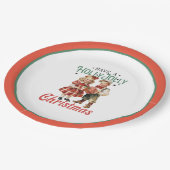 Vintage Weihnachtskinder Holly Jolly Pappteller (Schrägansicht)