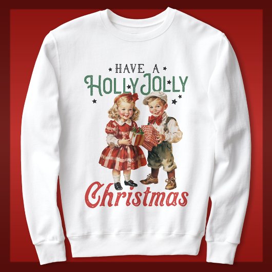 Vintage Weihnachtskinder Holly Jolly Sweatshirt