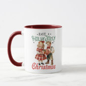 Vintage Weihnachtskinder Holly Jolly Tasse (Links)