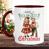Vintage Weihnachtskinder Holly Jolly Tasse