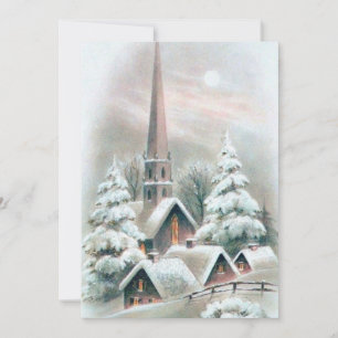 Vintage-Weihnachtskirchdorf Winter Feiertagskarte