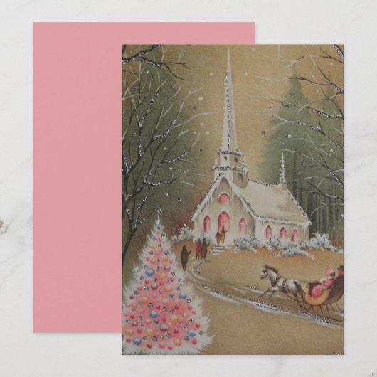 Vintage Weihnachtskirche Feiertagskarte (Vorne/Hinten)