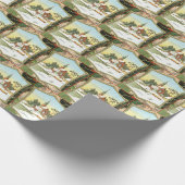 Vintage Weihnachtskirche gefliest Geschenkpapier (Ecke)