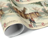 Vintage-Weihnachtskirche Kirchgänger bei der Frühm Geschenkpapier (Rolleneckpunkt)