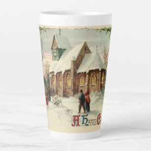 Vintage-Weihnachtskirche Kirchgänger bei der Frühm Milchtasse