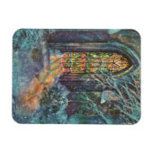 Vintage-Weihnachtskirche mit Bleiglasfenster Magnet (Horizontal)