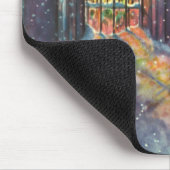 Vintage-Weihnachtskirche mit Bleiglasfenster Mousepad (Ecke)