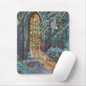 Vintage-Weihnachtskirche mit Bleiglasfenster Mousepad (Mit Mouse)