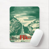 Vintage-Weihnachtskirche, Schneelandschaft im Wint Mousepad (Mit Mouse)
