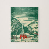 Vintage Weihnachtskirche, Schneelandschaft im Wint Puzzle (Vertikal)