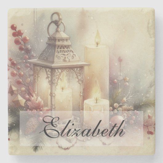 Vintage Weihnachtsklangen und Ornamente Steinuntersetzer (Vorderseite)