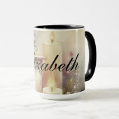Vintage Weihnachtsklangen und Ornamente Tasse (VorderseiteRechts)