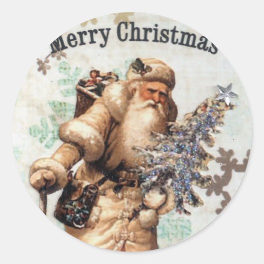 Vintage Weihnachtsklauseln der Alten Welt Runder Aufkleber (Vorderseite)