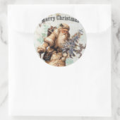 Vintage Weihnachtsklauseln der Alten Welt Runder Aufkleber (Tasche)