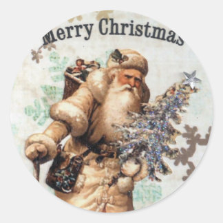 Vintage Weihnachtsklauseln der Alten Welt Runder Aufkleber