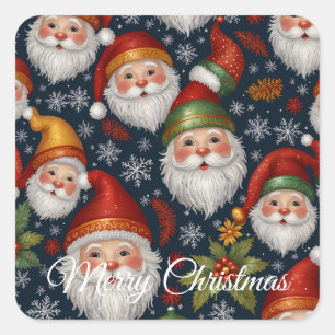 Vintage Weihnachtskollektion Quadratischer Aufkleber