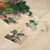 Vintage-Weihnachtskranz (Frohe Weihnachten) Puzzle (Seite)