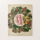 Vintage-Weihnachtskranz (Frohe Weihnachten) Puzzle (Vertikal)