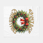 Vintage-Weihnachtskranz Klassiker Fleecedecke (Vorderseite (Horizontal))