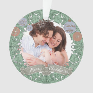 Vintage-Weihnachtskranz mit individuellem Foto Ornament