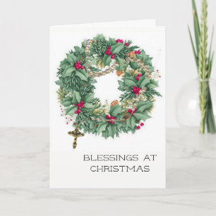Vintage-Weihnachtskranz mit Rosenkranz Feiertagskarte