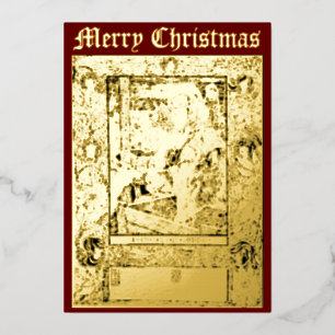 Vintage Weihnachtskrippe im Jugendstil 1898 Folien Feiertagskarte