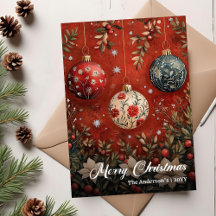 Vintage-Weihnachtskugeln Elegante Weihnachtskarte