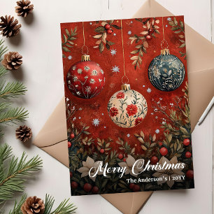 Vintage-Weihnachtskugeln Elegante Weihnachtskarte Feiertagskarte