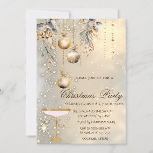 Vintage-Weihnachtskugeln Goldene Glasparty Einladung