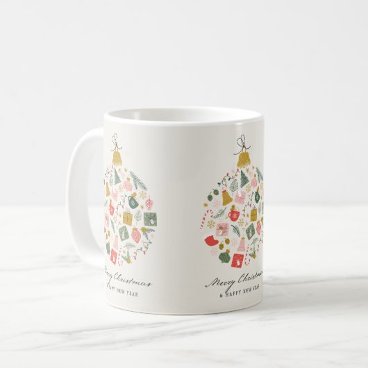 Vintage Weihnachtskugeln Tasse (Vorderseite Links)