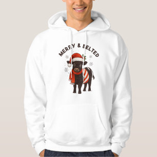 Vintage-Weihnachtskuh Beltie Belted Galloway-Gesch Hoodie