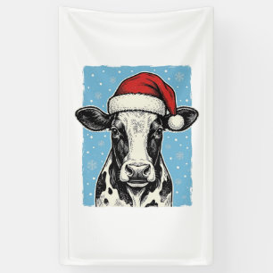 Vintage-Weihnachtskuh-Santa-Hut-Vektordesign_1 Banner