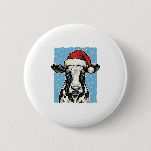 Vintage-Weihnachtskuh-Santa-Hut-Vektordesign_1 Button