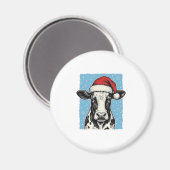 Vintage-Weihnachtskuh-Santa-Hut-Vektordesign_1 Magnet (Vorderseite/Rückseite)