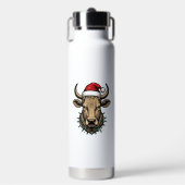 Vintage-Weihnachtskuh-Weihnachtsmannmütze-Feiertag Trinkflasche (Vorderseite)