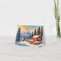 vintage Weihnachtslandschaft gefaltete Karte 