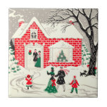 Vintage Weihnachtslandschaft Grüße Tile Fliese<br><div class="desc">Vintage Landschaft Grüße. Von unserer Familie zu Ihrer wünschen wir Ihnen ein frohes Weihnachtsfest und ein glückliches Neues Jahr. Die liebevoll restaurierten Vintage-Bilder aus vergangenen Tagen,  die zu wertvoll sind,  um in die Geschichte lassen.</div>