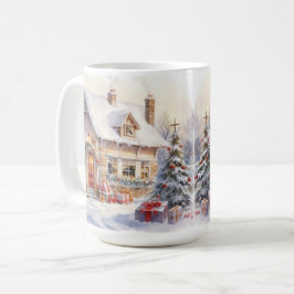 Vintage Weihnachtslandschaft im alten Stil - Tasse