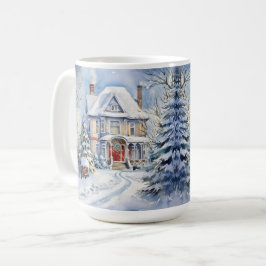 Vintage Weihnachtslandschaft im alten Stil - Tasse