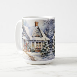 Vintage Weihnachtslandschaft im alten Stil - Tasse