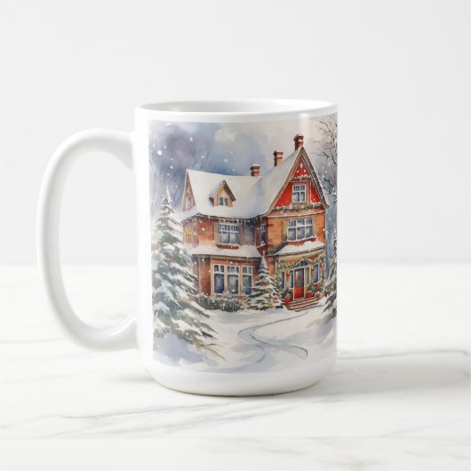 Vintage Weihnachtslandschaft im alten Stil - Tasse (Links)