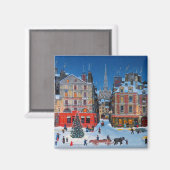 Vintage Weihnachtslandschaft im Freien Magnet (Vorderseite/Rückseite)