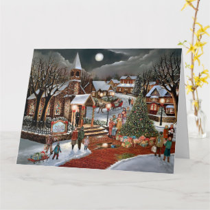 Vintage Weihnachtslandschaft Karte