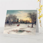 Vintage Weihnachtslandschaft Karte (Gelbe Blume)
