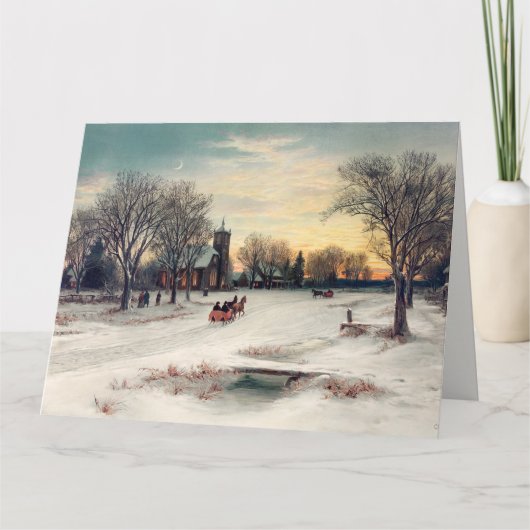 Vintage Weihnachtslandschaft Karte (Vorderseite)