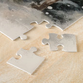 Vintage Weihnachtslandschaft mit Hirsch Puzzle (Seite)