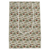 Vintage Weihnachtslandschaft Mittlere Geschenktüte (Rückseite)