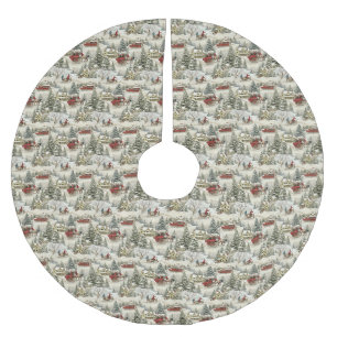 Vintage Weihnachtslandschaft Polyester Weihnachtsbaumdecke