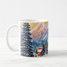 vintage Weihnachtslandschaft Tasse 