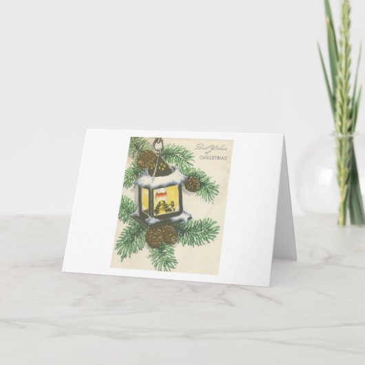 Vintage-Weihnachtslaternenkarte Feiertagskarte (Vorderseite)